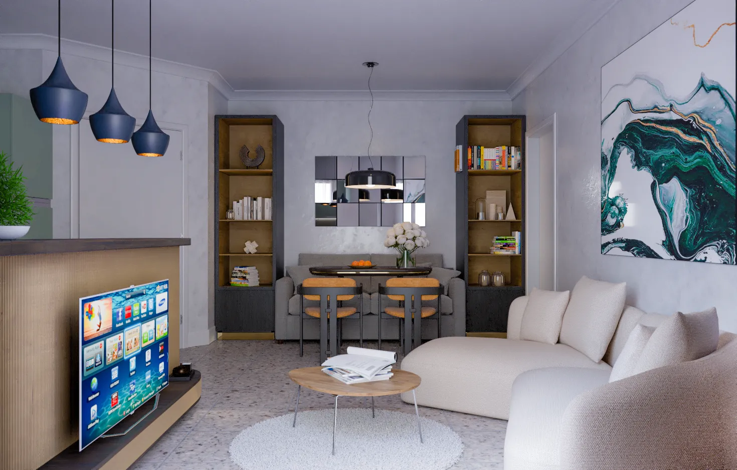 Living room — rendering